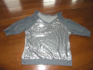 RARE Guess by Marciano Silver Sequins Sweatshirt LG