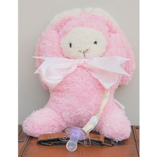 Mia Belle Baby Plush Pink Bunny Pacifier Holder Gift Set