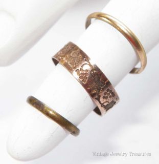 Vintage Victorian Lot of 3 Baby Rings Gold Gold Plated
