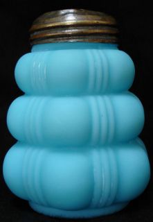 Scarce Creased Bale Blue Opaque Satin Salt Shaker by Dithridge 1894 