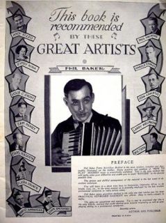 Phil Baker Modern Accordion Method 1935 Book One