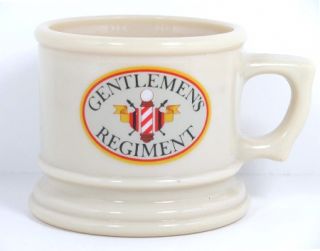 Light beige, glass shaving mug by Avon Avon Gentlemens Regiment logo 