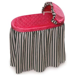 Badger Basket Embrace Baby Bassinet with Bedding Set Black Pink