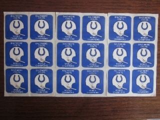 Vintatge Antique Collectible Baltimore Colts World Champion Stickers 