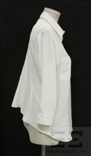 Barbara Bui White Silk Hi Lo Hem Button Up Blouse Size 36
