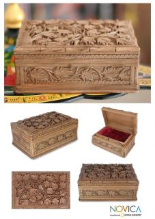 Love Garden India Handmade Walnut Wood Jewelry Box Art
