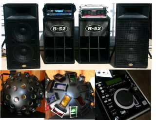 Complete DJ System B 52 Speakers, Crown Amplifier, Gemini, American DJ 