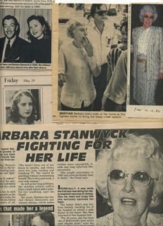 Barbara Stanwyck Collectibles 12 clippings 1985 1989