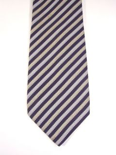 Luciano Barbera Woven Diagonal Stripe Navy Tie 62 5