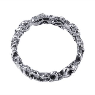 Plumeria Flowers Eternity Band Sterling Silver Ring 6