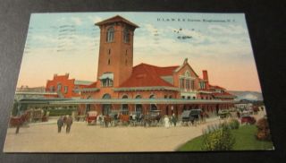 Old 1916 D.L.&W. Railroad Station Binghamton N.Y. POSTCARD Delaware 