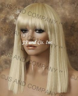 Blunt Bangs Straight Pale Blonde Wig with Skin Top WBDC 613 Gaga Style 