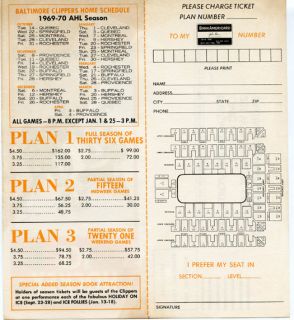 BALTIMORE CLIPPERS 1969 1970 Ticket Plan & Schedule Brochure