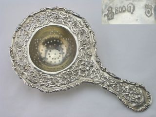 GERMAN Silver TEA STRAINER 1900c Bamberg Scroll Pierced Detail