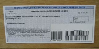 10 90 Value 1Maxwell House Coffee Coupons Free 31 5 oz or Larger Exp 3 
