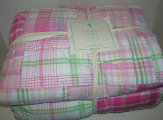 Pottery Barn Kids Pink Madras Twin Quilt New