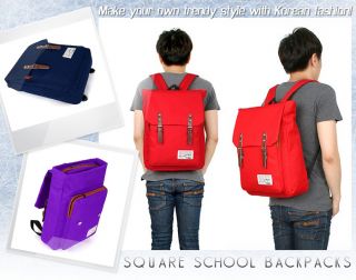   Double Leather Buckle School Backpacks Square Bags Men Womens