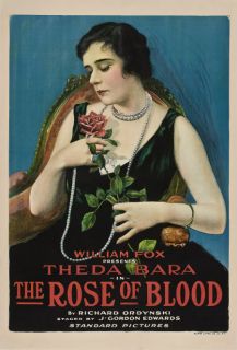 THEDA BARA Vintage Original 1917 THE ROSE OF BLOOD One Sheet Poster 27 