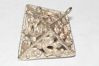 Albertina Victorian Antique Silver Chain Fob Lg. 3 D Ornate Charm 