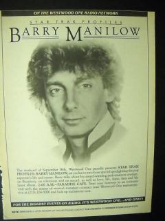 Barry Manilow on Westwood One 1984 Promo Poster Ad Mint