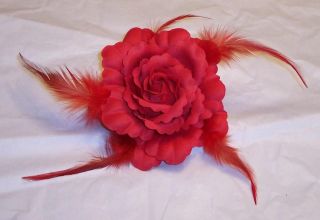 Rose Feather Flower Hair Clip Barrette Fascinator