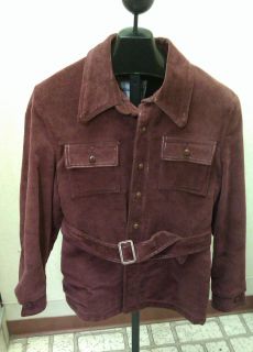 Vintage William Barry Burgundy Corduroy Velvet Feel Mens Coat Size 