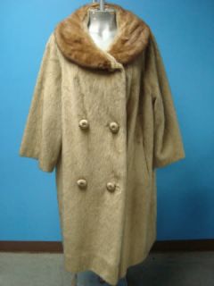 Real Mink Collar Shiny Seal Vintage Faux Fur Coat