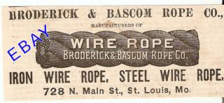 1883 Broderick Bascom Wire Rope Ad Cable St Louis MO