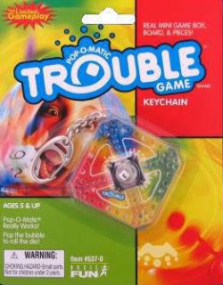 Trouble Board Game Basic Fun Key Chain Keychain New