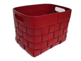 Wooven Red Leather Storage Magazine Baskets New