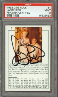 1992 Lime Rock Larry Bird PSA DNA Certified PSA 9 #1 Autographed Nice 