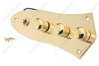 Gold Jazz Bass Control Plate Assembly Knobs Pots Loaded