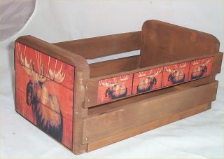 Gift Basket Empty Wood Crate Moose Decor Lodge Decoration Use for Gift 