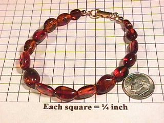 Beautiful Baltic Dark Cognac Amber Nuggets Bracelet with Gold plated 