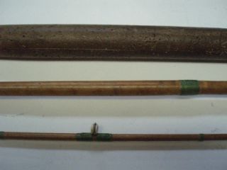 Antique Vintage 11ft 3 Piece Bamboo Cane Fly Fishing Rod Bag Salmon 