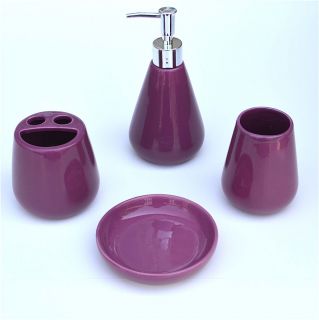 PC Bathroom Ceramic Accessory Set Soap Dish Lotion Dispenser Tumbler 