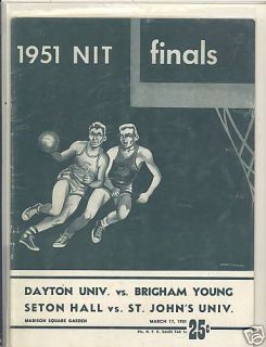 1951 NIT Finals Basketball Championship Seton Hall BYU