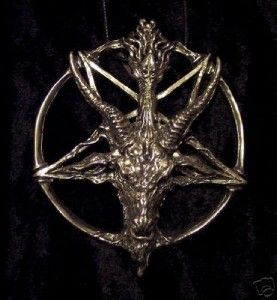   Satanic Pewter Inverted Pentagram Occult BAPHOMET PENDANT Necklace