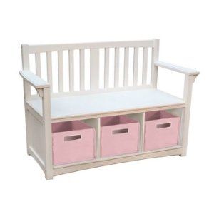 Guidecraft G85708 Classic White Storage Bench with Baskets