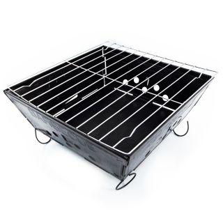 barbecue frame with attachable legs and a grill top makes the Barbecue 