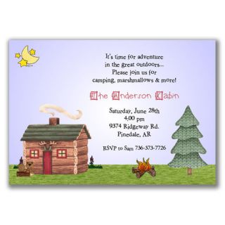 Cabin Invitations Camping Hunting Party BBQ Cookout