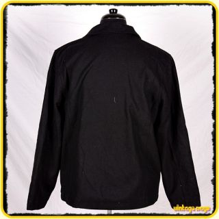 Steve Barrys Wool Jacket Coat Mens Size M Medium Black Zippered 