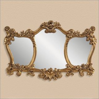 Bassett Mirror Company Ornate Three Panel Shaped Gold Mirror