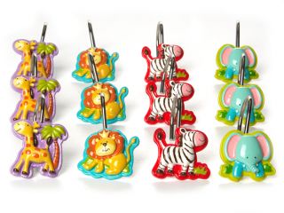   animal graphic shower curtain hooks keep tub time fun set includes 12