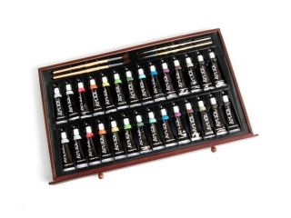 bottom drawer acrylic paint tubes and paint brushes