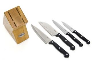 Ginsu Knives 5 Piece Essential Series Prep Set with Storage Block
