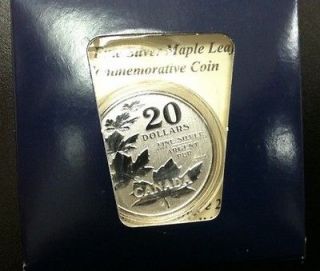 2011 $20 Dollars Commemorative .9999 Fine Silver Maple leaf coin in 