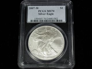 2007 W American Silver Eagle Dollar Burnished MS70 PCGS Mint State 70