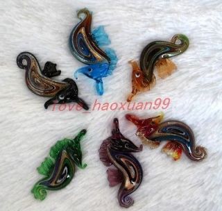 Wholesale Bulk Lots 12Pcs sea horse Murano Glass Bead Pendant Fit 