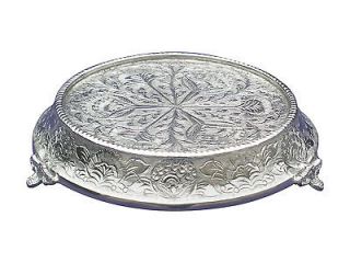   EMBOSSED WEDDING TAPERED SILVER CAKE STAND ROUND 18 STRONGLY BUILT